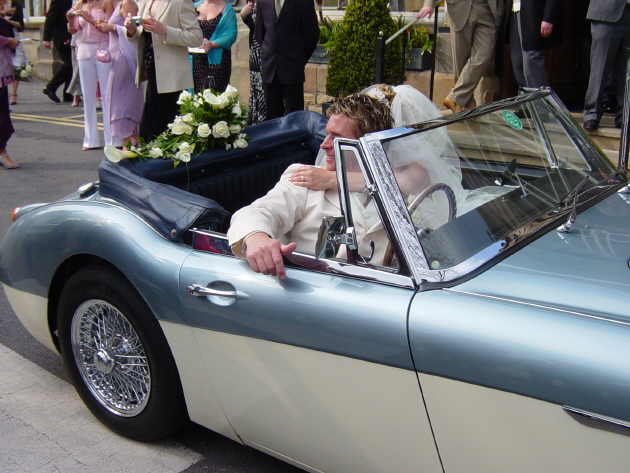 John's Healey was borrowed by the bride and groom at a wedding reception at the hotel.