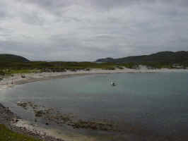 Turquoise sea and silver sand.